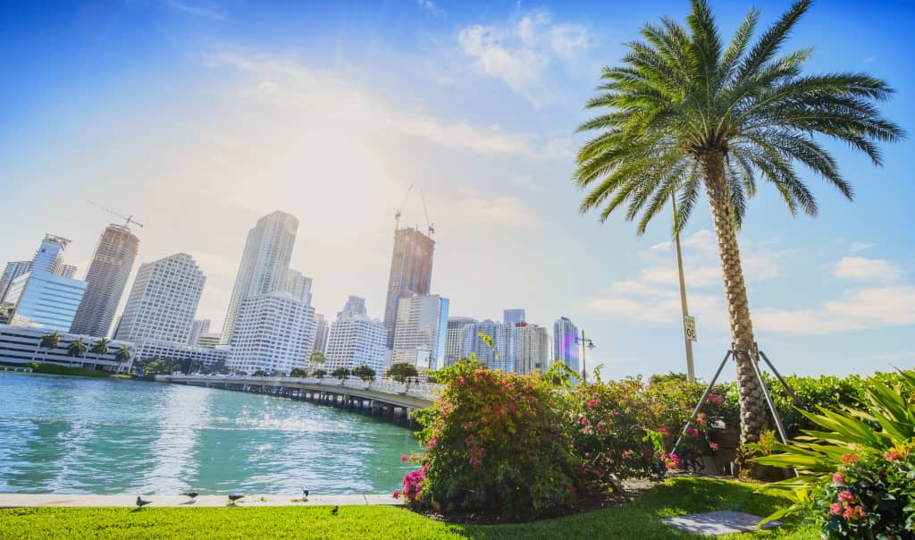 Le soleil Miami, ses plages et ses  et ses buildings en Floride