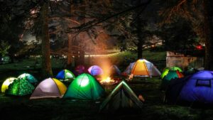 groupe bivouac foret nuit